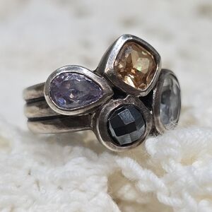 Silpada Sterling Silver Ring with Multi Colored Stones